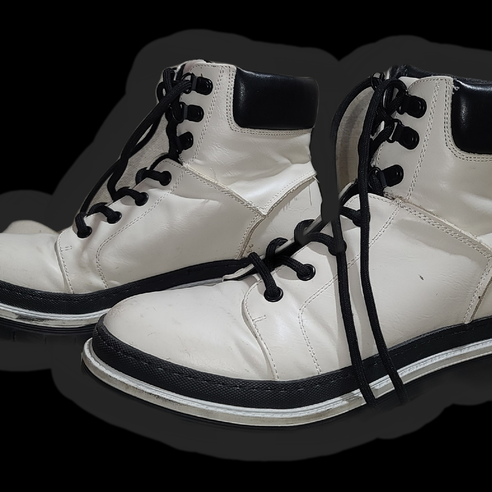 MIA White and Black Combat Moto Boots